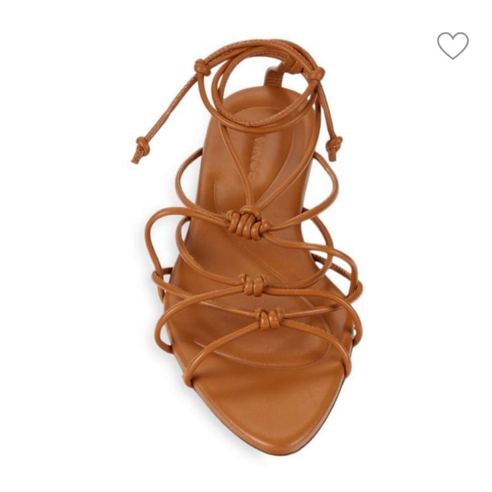 Vince Strap Sandals Tan Flat Lace Up Leather Sandals 8.5 NWOB